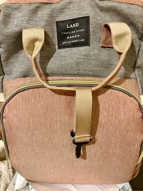 Lands' End Two-Tone Pink and Gray Canvas Baby Backpack